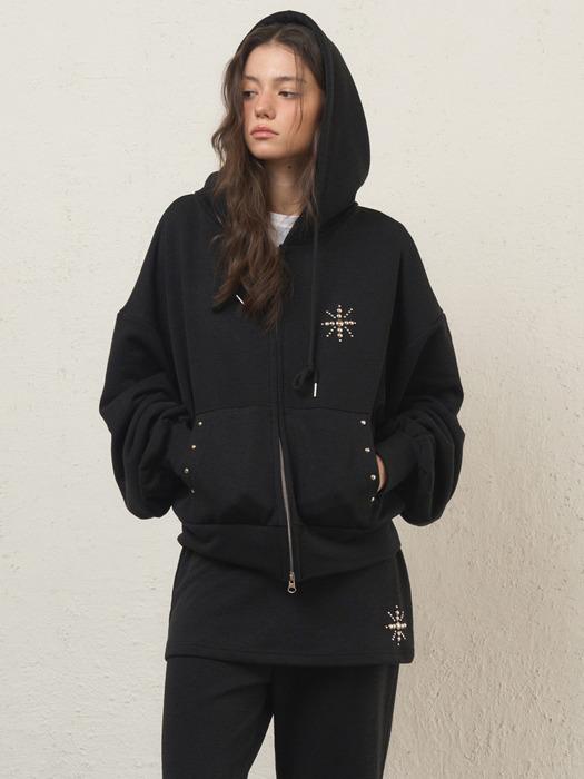 스터드 후드 집업 검정AD691