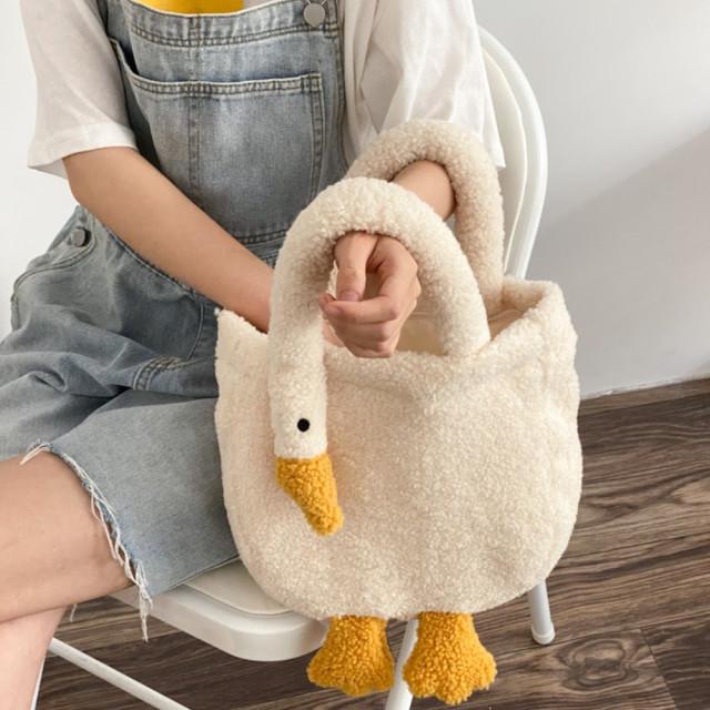 오리 양털 뽀글이 가방 겨울 에코백 털가방 쓸데없는 쓸모없는 선물