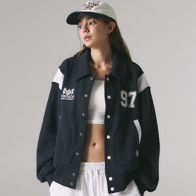 SWEAT VARSITY JACKET NAVY