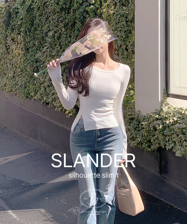 [허얇골넓핏/절개트임][P.B MADE] 슬랜더 여리골지 절개 실루엣 슬림 t - 5color