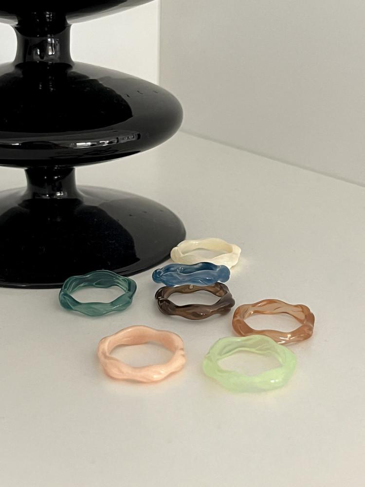 [1+1]파인 호마이카 웨이브 물결 레이어드 마블 아크릴 반지 (7 color)