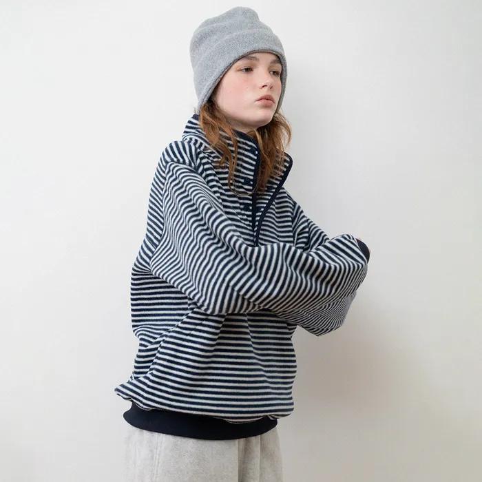 [5th_1/6 예약배송] Teddy fleece anorak_navy stripe