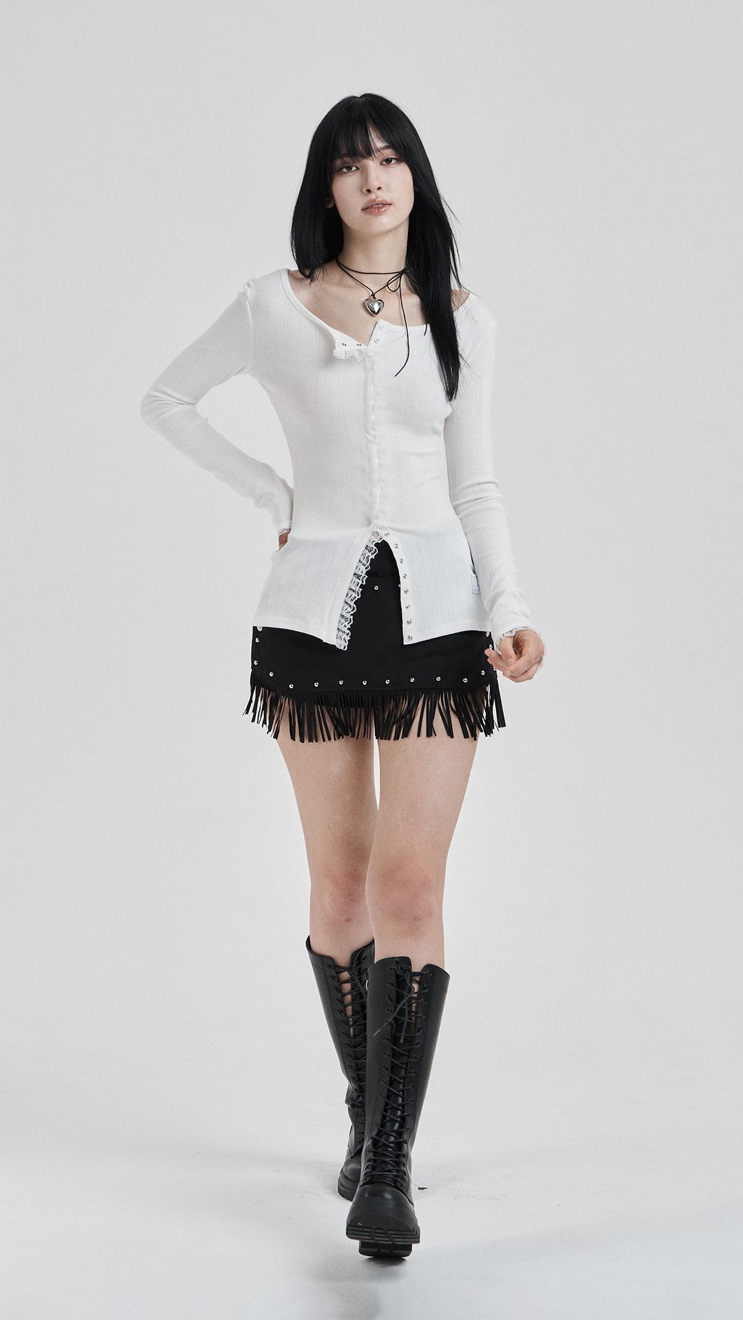 WhiteMy one lace trimcardigan