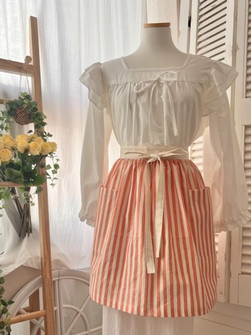 [빅사이즈 가능] 멜란지 스트라이프 허리앞치마