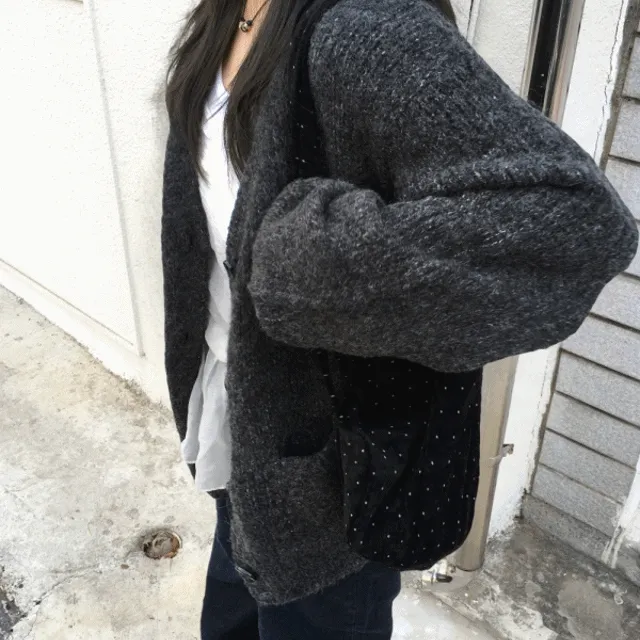 알파카 모헤어 루즈핏 니트 가디건 (2COLOR)