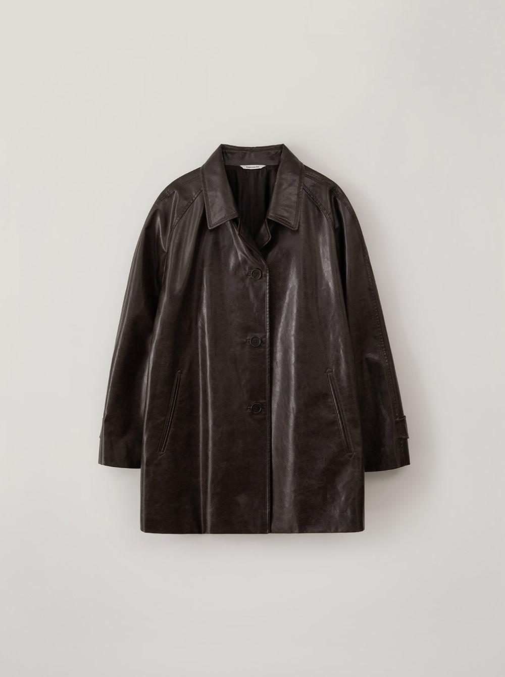 ARTIFICIAL LEATHER HALF COAT_CHOCOLATE