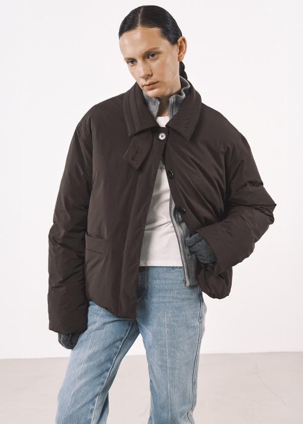 테일러드 웨이 구스 다운 숏패딩_BROWN