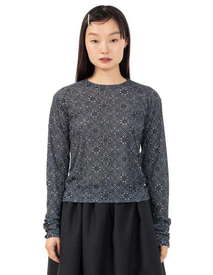 BOCBOK) Flower Motif Jersey Top _ Black Print 3차 재입고