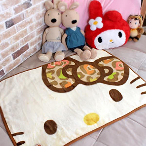 헬로키티 무릎담요(호피리본/브라운얼굴)-(100*70cm)
