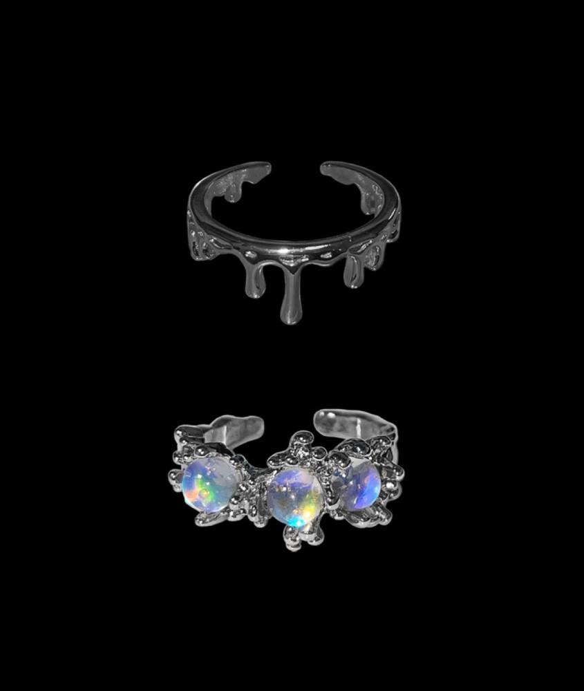 • MERMAID RING • /빈티지 원석 하트 아이스 가드 링 실버 오팔 반지 / 서큐버스 바이럴