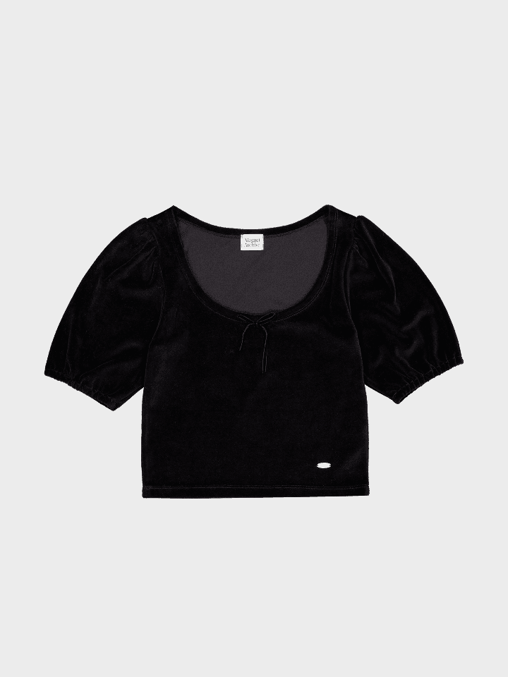[자사몰 Only] Ribbon Velvet Top (Black)