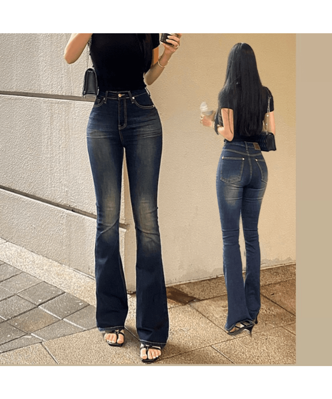 몸매시스 [비율최고] 빈티지워싱 세미 와이드 부츠컷 하이웨스트 팬츠