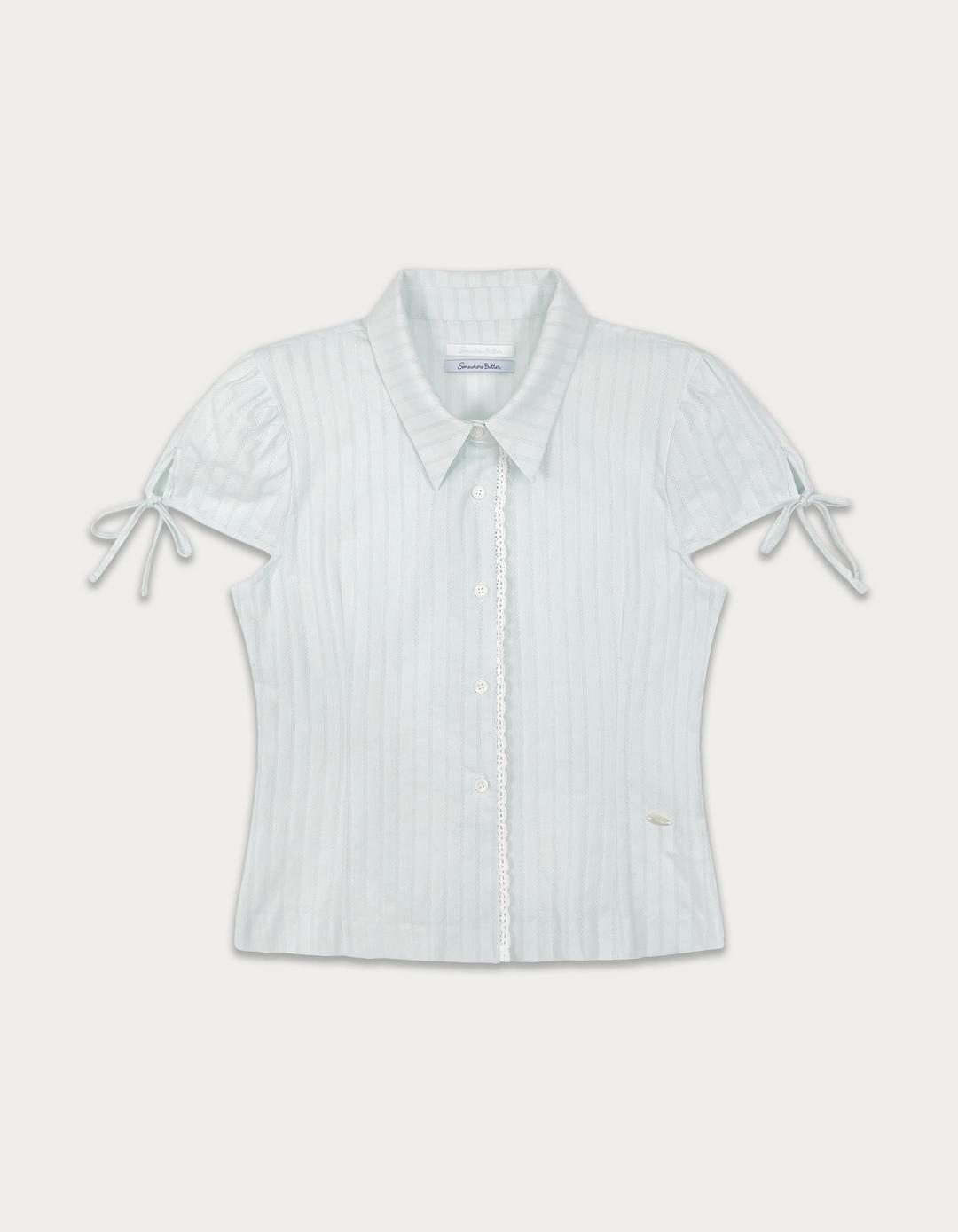 [Release 15%] Collar ribbon blouse - mint