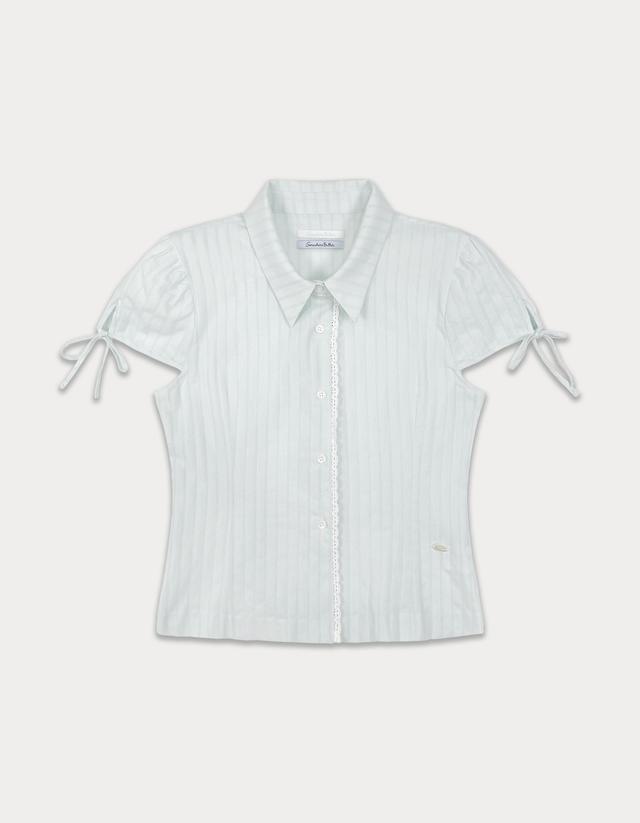 [Release 15%] Collar ribbon blouse - mint