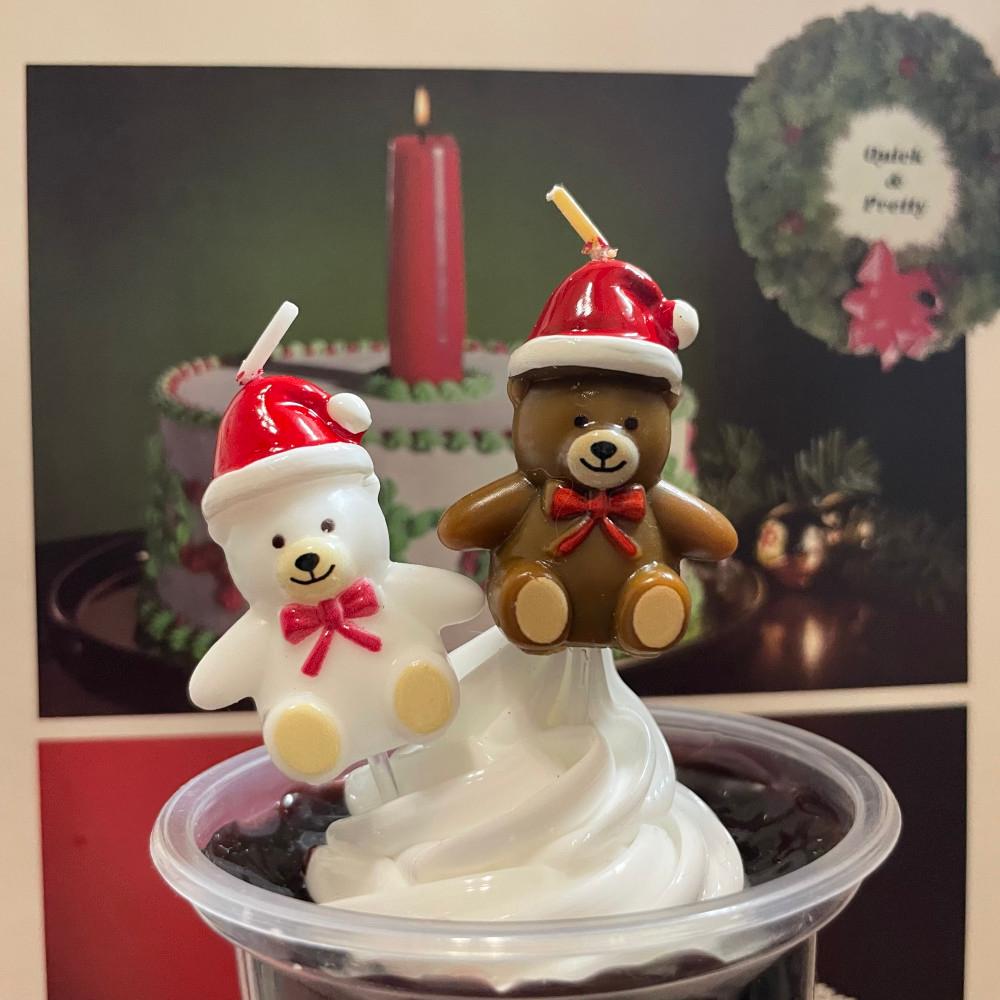 산타 곰돌이 생일초 케이크초 크리스마스 파티초