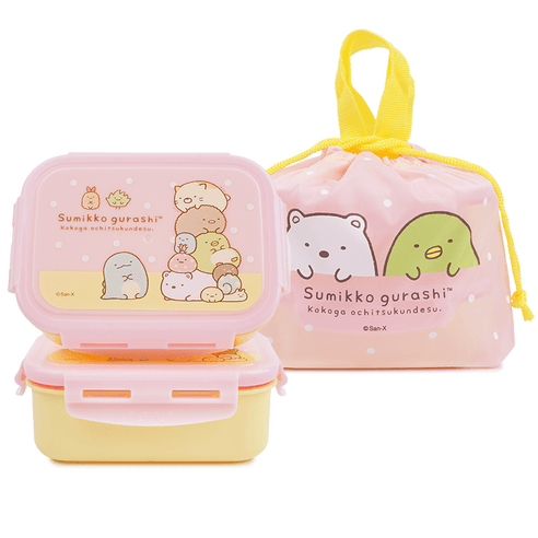 스밋코구라시 뉴사각밀폐2단도시락 주머니세트 핑크, 핑크, 1개