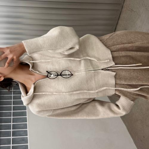 리어블 니트 후드집업