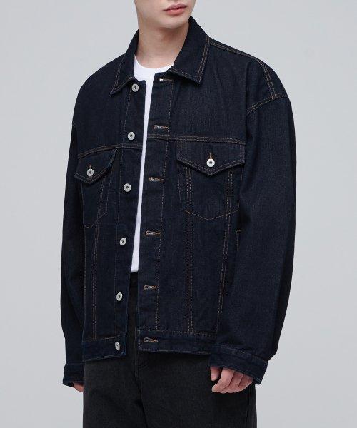 오버사이즈 데님 트러커 재킷 [딥 인디고]