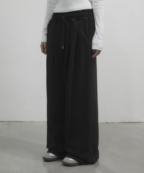 뮤어 투턱 와이드 팬츠 Black