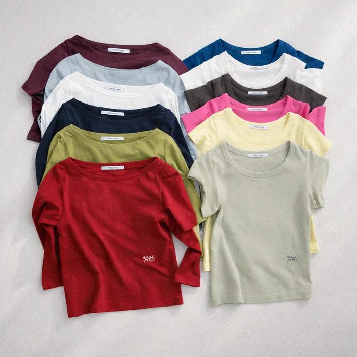 [2 PACK] Essential Scoop Neck T-Shirt & 3/4 Sleeve T-Shirt  (12color)