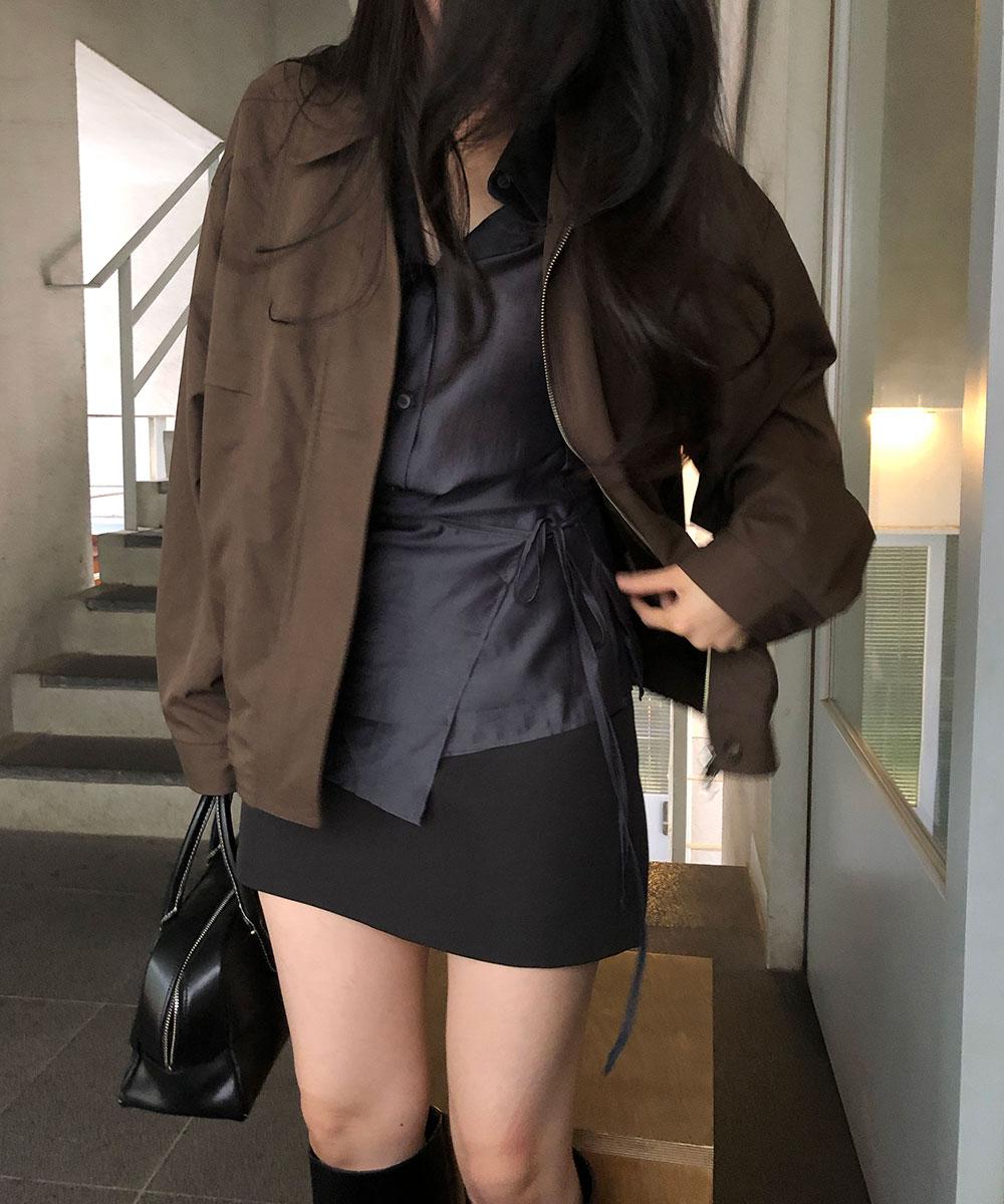 넛트 여성 루즈 브라운 카라 간절기 블루종