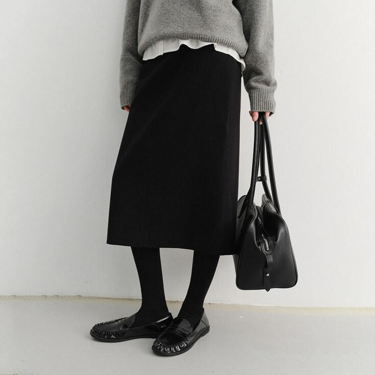 H-LINE LONG SKIRT BLACK_UDSK5D223BK