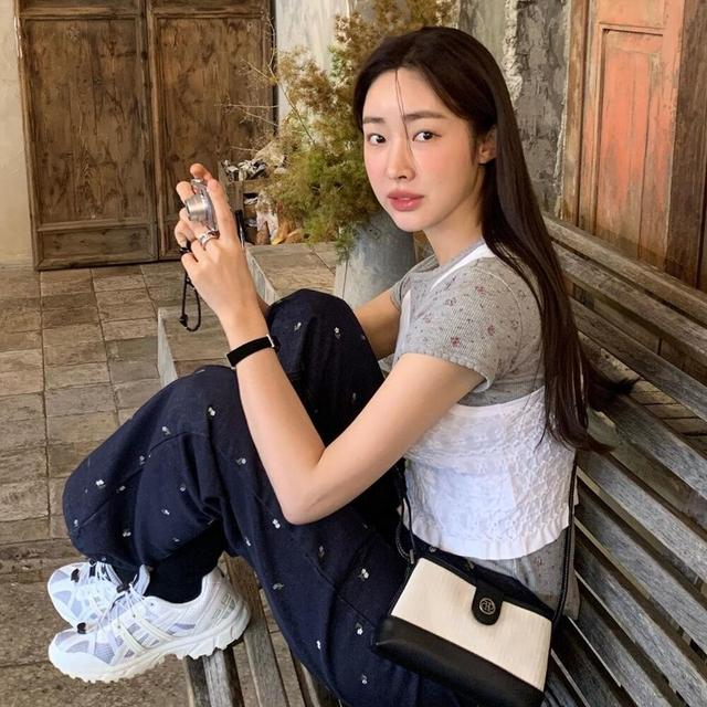 town bag (mini-cross) - herringbone ivory
