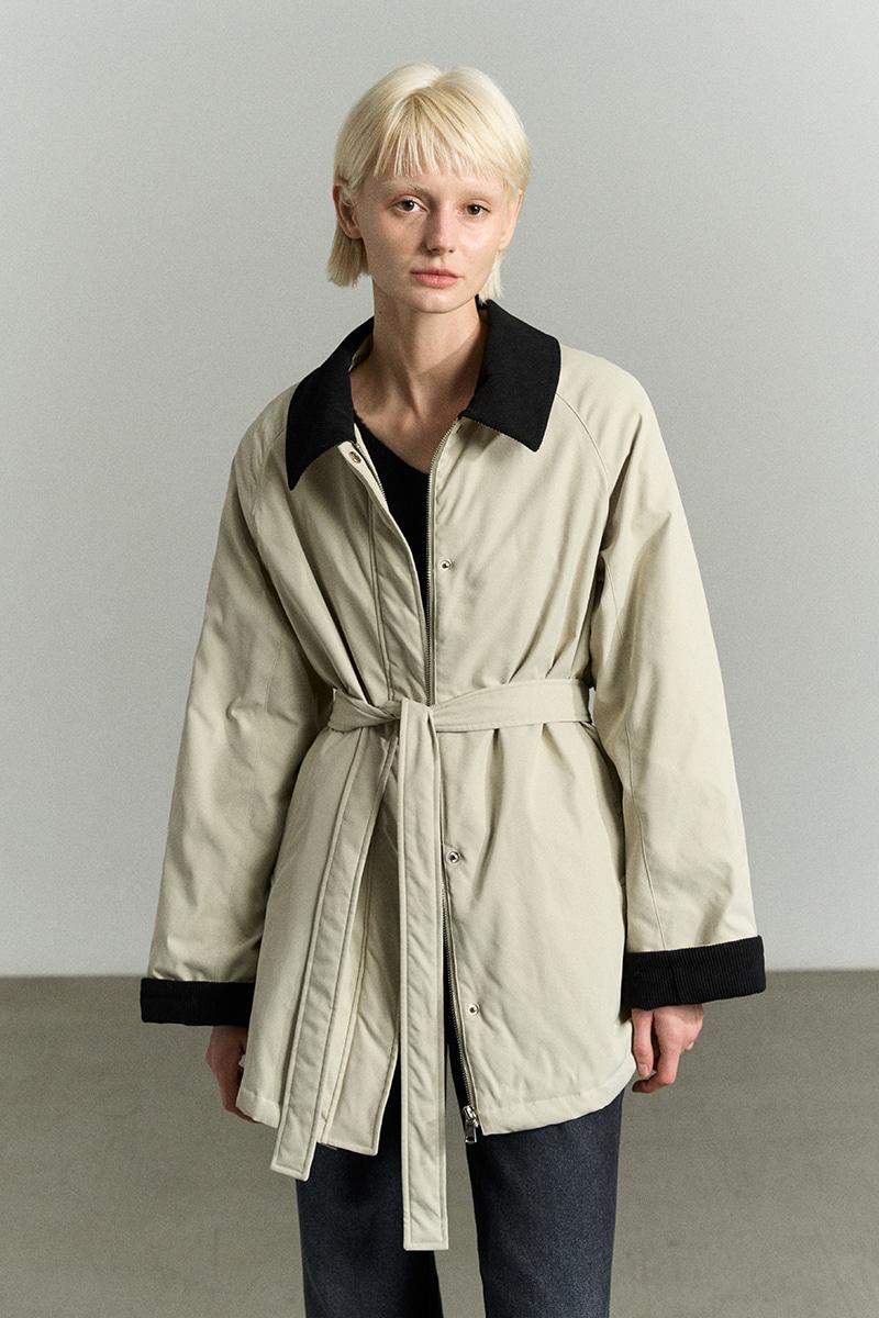 [10/14 순차배송] CONTRAST-TRIM BELTED JACKET