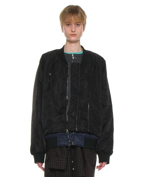 디테쳐블 레이어드 MA-1 봄버 자켓_블랙