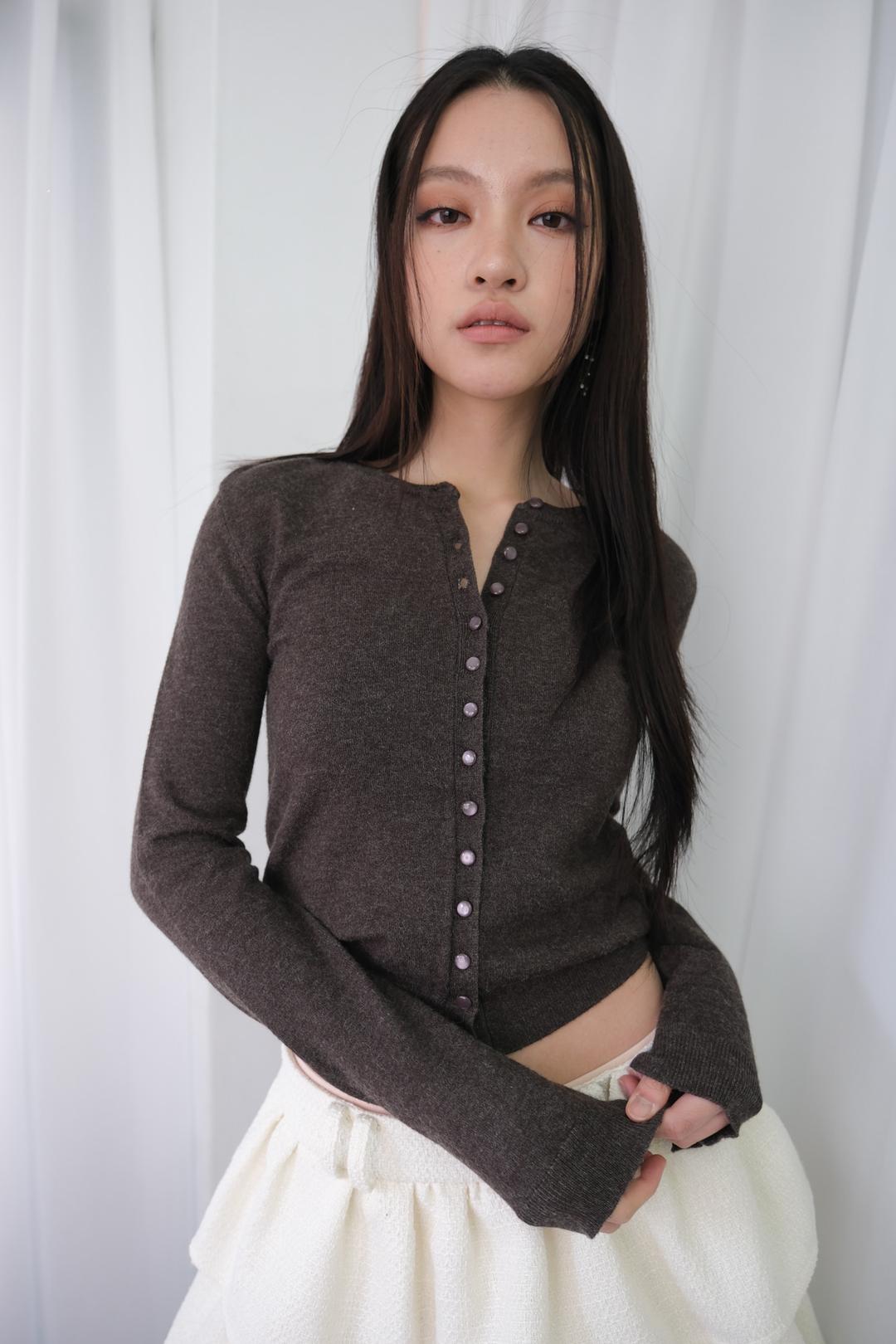 Eternal Heart Mini Cardigan *Bokashi Umber