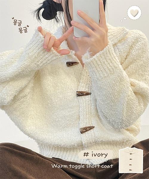 브아 [도톰폭닥💭아방핏🐻] 몽글 떡볶이 부클 카라 니트 가디건(4color)