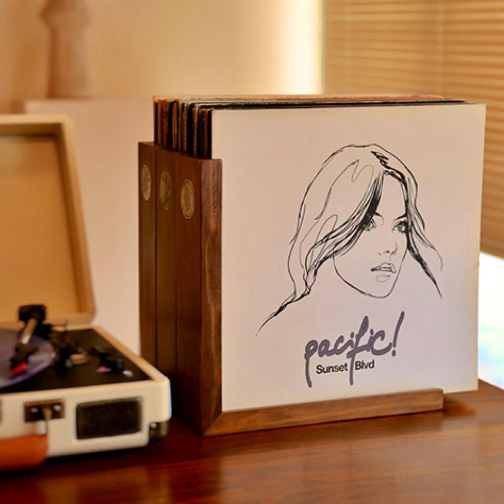 원목 LP거치대 LP 정리대 전시장 우드 스탠드 수납함 심플 인테리어 별자리각인