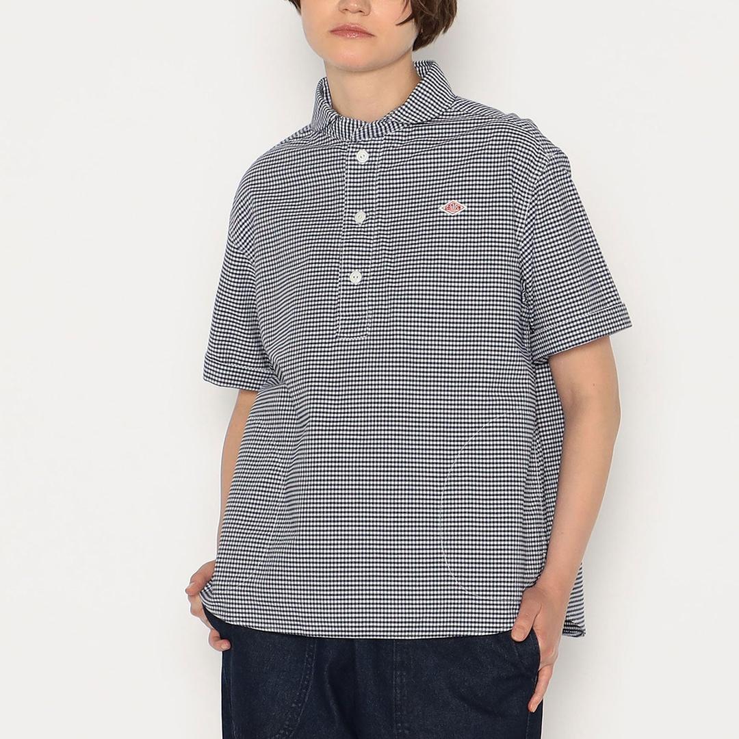 WOMEN'S OXFORD ROUND COLLAR SHORT SLEEVE PULLOVER SHIRT PATTERN - NAVYxWHITE-GINGHAM_OXP / 34