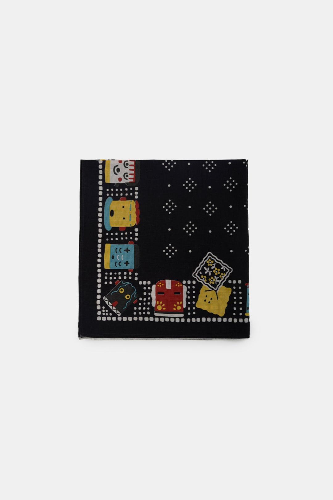 (25SS) FASTCOLOR SELVEDGE BANDANNA (KACHINA & PECKISH RAINBOWY) BLACK