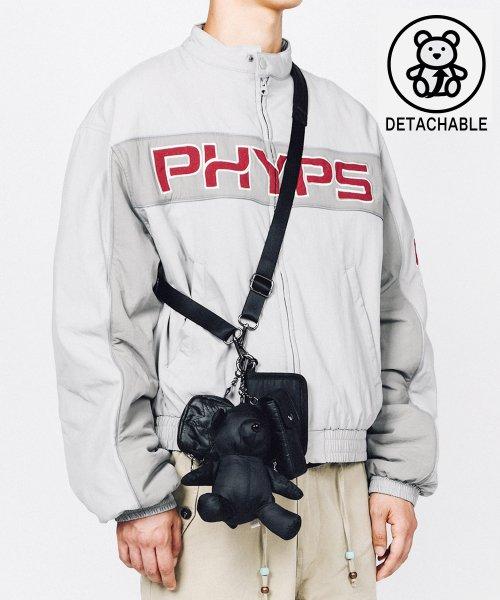 [거울 내장] PHYPS® BEAR KEYRING INNER BEAR MODULE CROSS BAG BLACK
