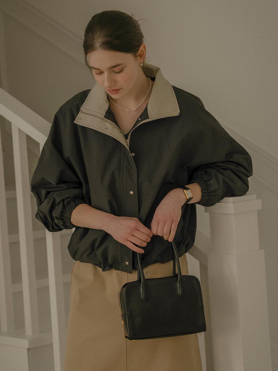 High neck comfortable wind jumper_Charcoal