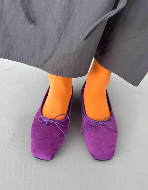 suede ribbon flat shoes (4 colors)
