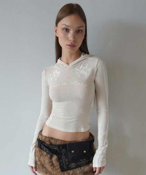 Rose Angora Hoodie Tee Raw