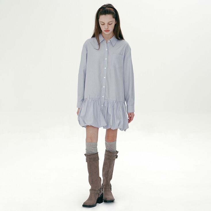 SHIRT BALLOON ONE-PIECE (LIGHT BLUE)