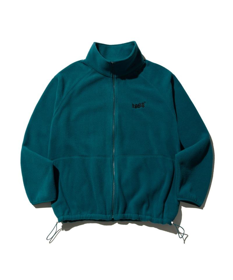 웨이브 로고 플리스 집업_터키블루