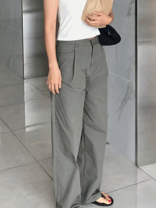 파인 면바지 핀턱팬츠