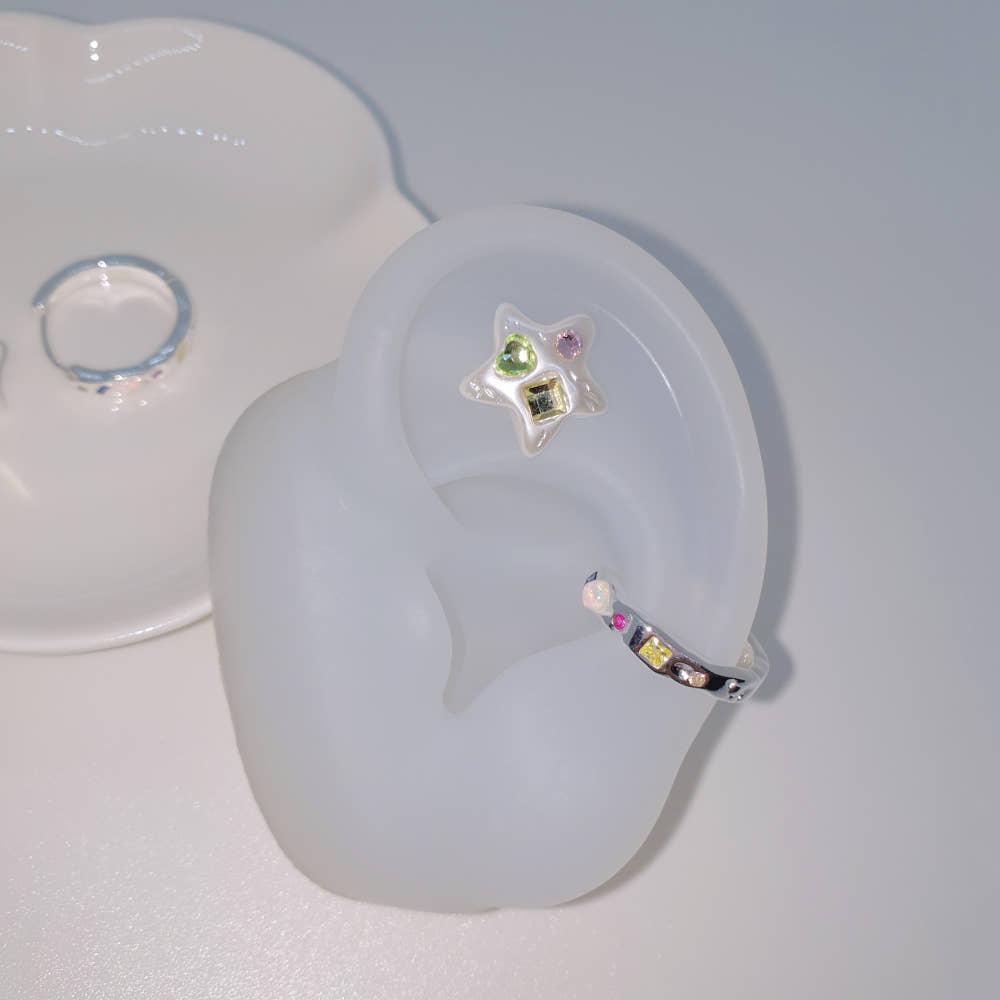 [세트 구매시 20%할인] 스프링클 별 피어싱 + silver 925 오팔 큐빅 원터치 링 세트