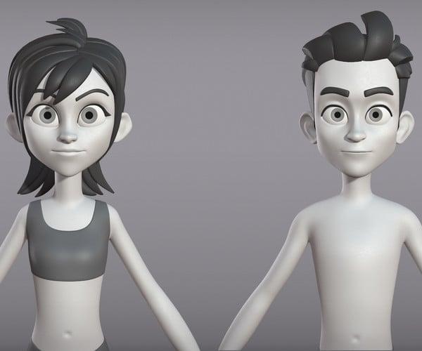 ArtStation - Male and female cartoon characters base mesh | Resources