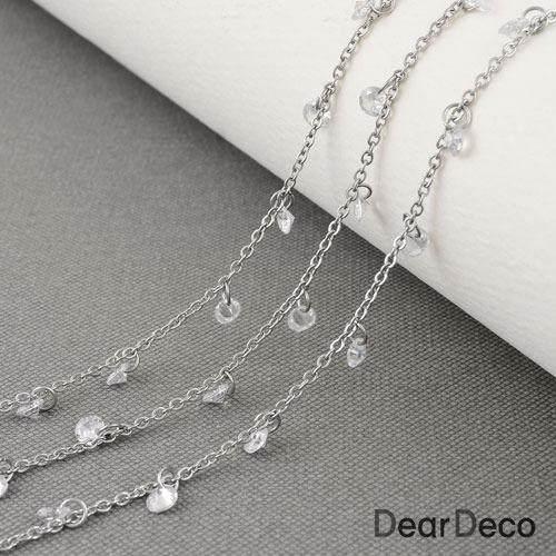 스테인레스스틸 투명 큐빅스톤연결 체인(약48cm)써지컬부자재 팔찌재료 m2103-24