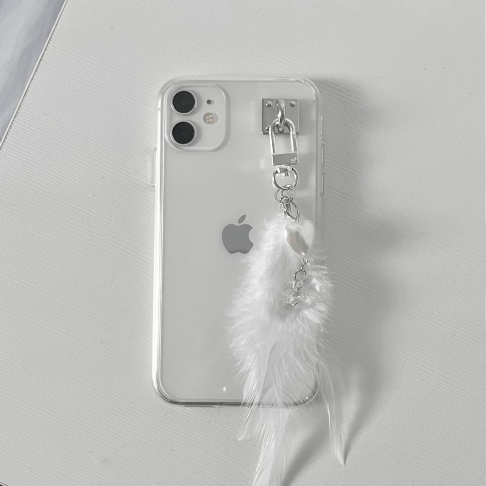 ENLUNANT | Pure Feather _ White  [ Key-ring/Phone Strap ]