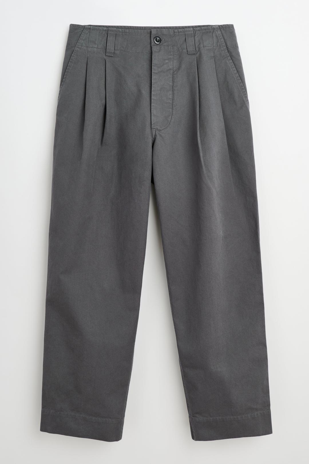 Margaret Howell MHL Stitch Pleat Trousers Compact Cotton Charcoal