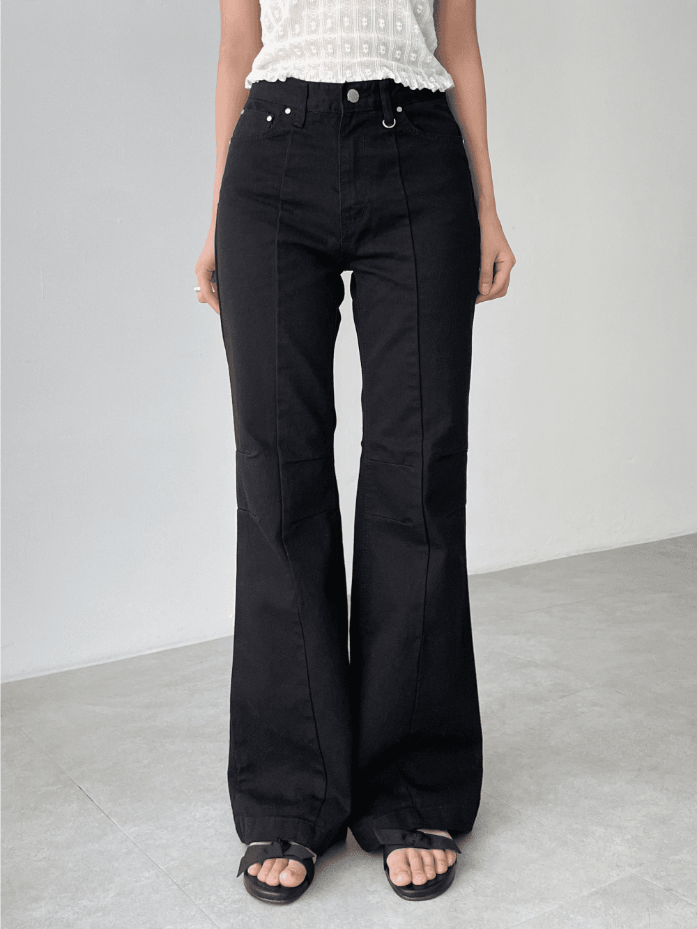 d-ring boots cut pants (2color)