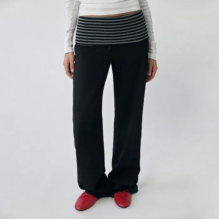LAYERED LONG PANTS [BLACK]