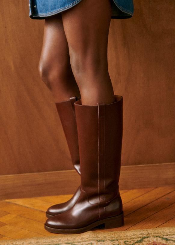 Bottes Low Bridget - Chocolat Glacé  - Cuir bovin - Sézane