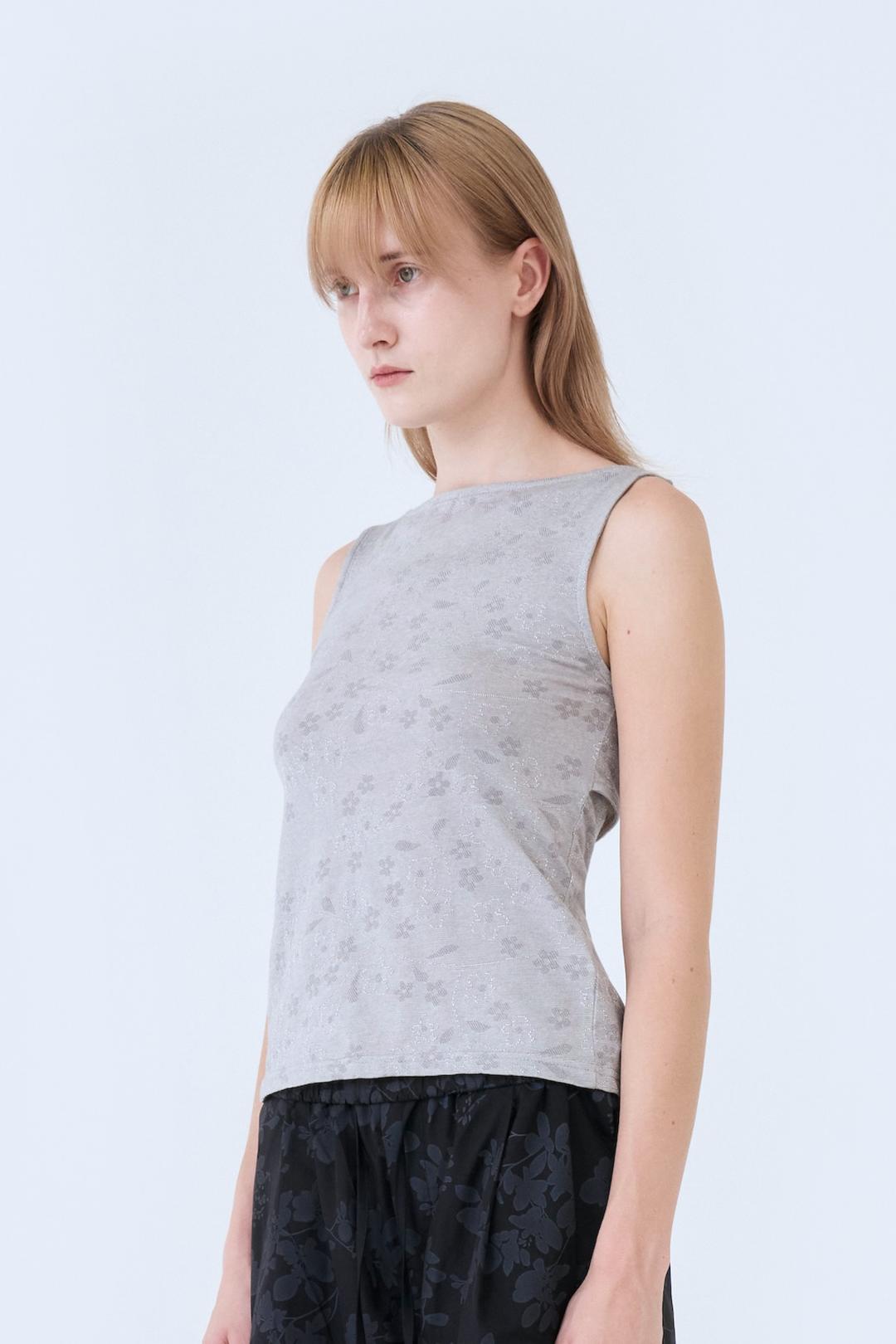 TIE BOAT NECK SLEEVELESS (LIGHT GREY)